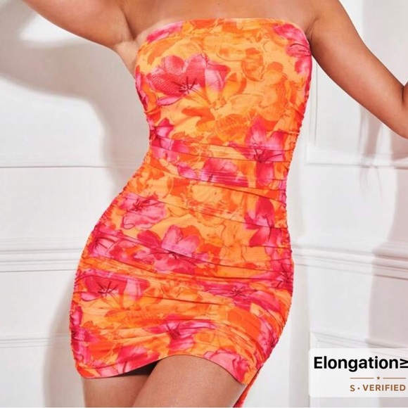 Tropical Orange & Pink Mini Dress - Picture 4 of 7
